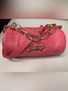 Pink Juicy Couture Bling Bling Roll Bag featuring a Rhinestone Logo Like New